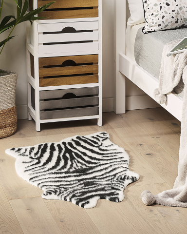 Covor din blană de oaie - Faux fur rug NAMBUNG White Black 60 x 90 cm