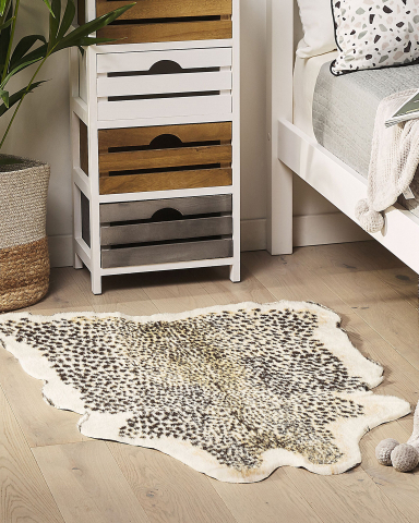 Covor din blană de oaie - NAMBUNG Faux Fur Rug Beige 60 x 90 cm