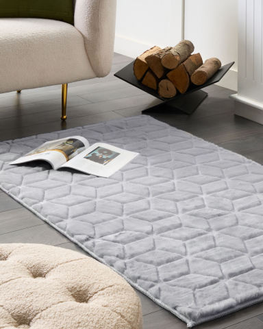 Covor cu fir lung - THATTA Faux Fur Rug Grey 80 x 150 cm