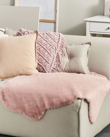Covor din blană de oaie - UNDARA Faux Fur Rug Pink 60 x 90 cm