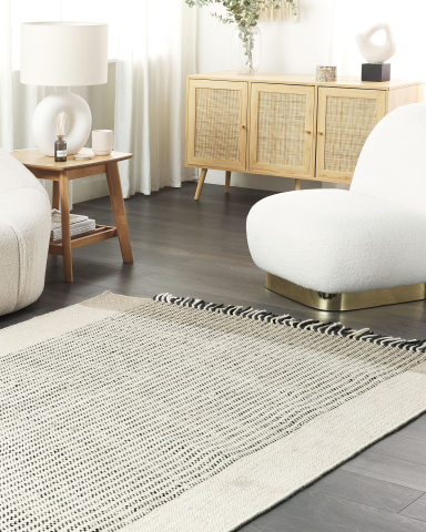 Covor împletit - DIVARLI Beige Rug 140 x 200 cm Wool