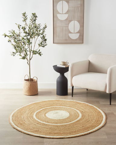 Covor împletit - HALFELI Rug Beige ø 140 cm Jute