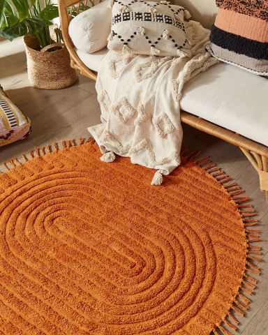Covor împletit - HALFETI Rug Orange ø 140 cm Cotton