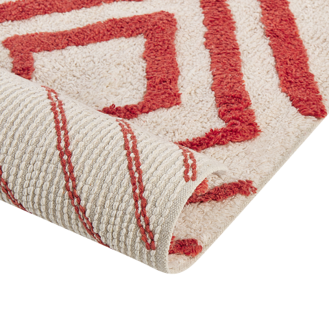 Shaggy rug HASKOY Red 160 x 230 cm Cotton [4]
