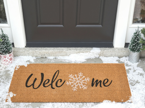 Covoraș intrare - Covor intrare BALANACAN Natural 55 x 120 cm Model de Crăciun Fibră de nucă de cocos