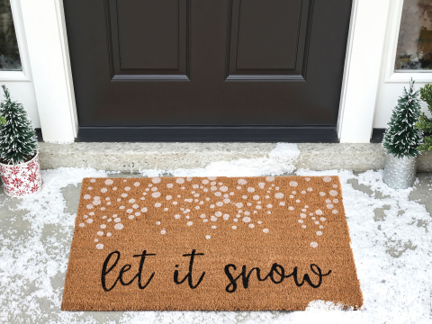 Covoraș intrare - Covor intrare CANAREM Natural 60 x 90 cm Model de Crăciun Fibră de nucă de cocos