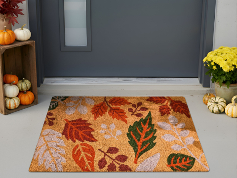 Covoraș intrare - Covor intrare DAGATAN Multicolor 60 x 90 cm Frunză Fibră de nucă de cocos