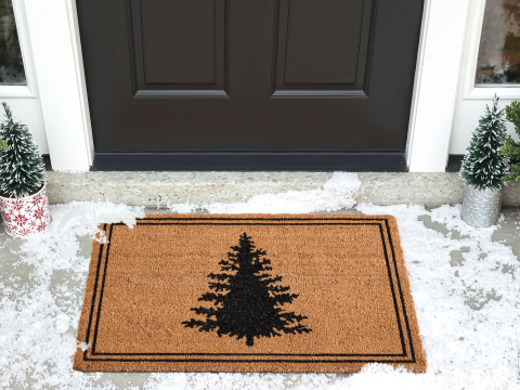 Covoraș intrare - Covor intrare MANAPAO Natural 60 x 90 cm Model de Crăciun Fibră de nucă de cocos
