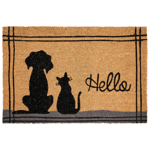 Entrance rug MARAGANG Natural 60 x 90 cm Cat Dog Coconut Fiber [1]