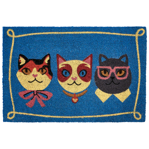 Entrance rug MOJICAP Multicolor 60 x 90 cm Cat Coconut fiber [1]