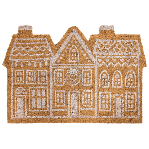 Entrance rug MUHIKAP Natural 60 x 90 cm Christmas Pattern Coconut Fiber [1]