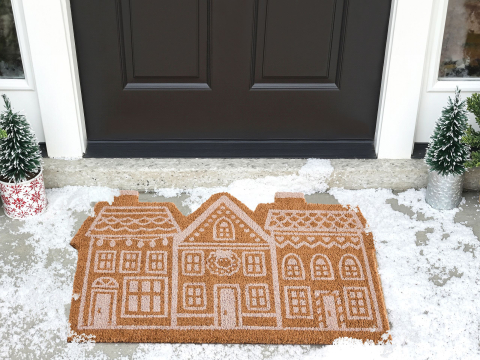 Covoraș intrare - Covor intrare MUHIKAP Natural 60 x 90 cm Model de Crăciun Fibră de nucă de cocos