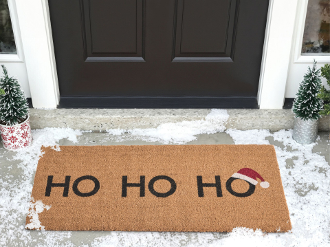 Covoraș intrare - Covor intrare PALAKPAKIN Natural 55 x 120 cm Model de Crăciun Fibră de nucă de cocos