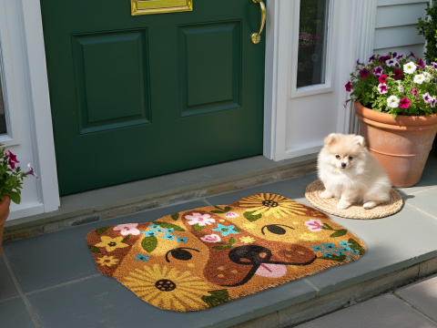 Covoraș intrare - Covor intrare TIBIG Multicolor 60 x 90 cm Câine Fibră de nucă de cocos