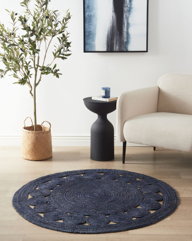 Covor împletit - Koyunlu Rug Dark Blue ø 120 cm Jute