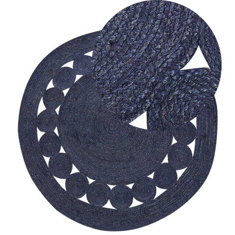 Koyunlu Rug Dark Blue ø 120 cm Jute [1]