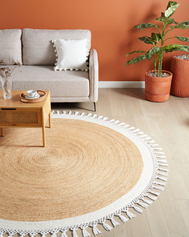 Covor împletit - MARTS Rug White ø 200 cm Jute