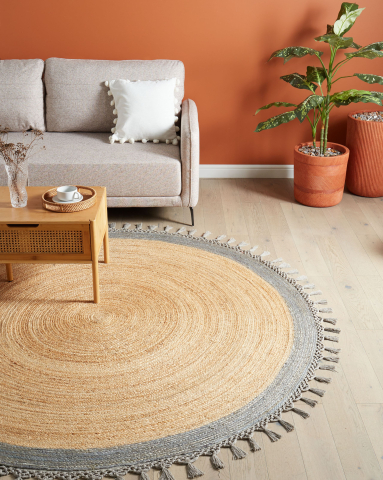 Covor împletit - MARTS rug Grey ø 200 cm Jute