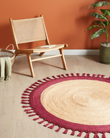 Covor împletit - MARTS Rug Dark Red ø 140 cm Jute