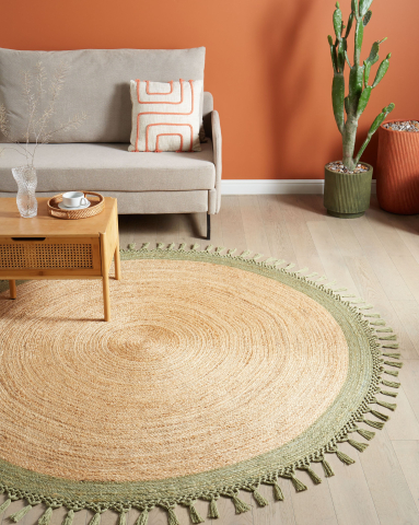 Covor împletit - Covor MARTS Verde ø 200 cm Iută