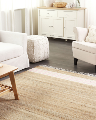 Covor împletit - MIRZA Carpet Pastel Pink 160 x 230 cm Jute