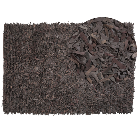 Synthetic fur rug MUT Dark brown 140 x 200 cm Natural leather [1]