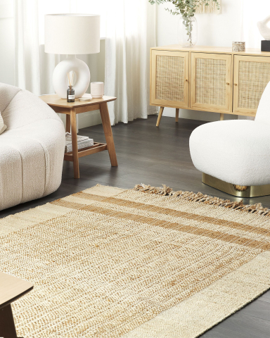 Covor împletit - ORTAOBA Rug Beige 160 x 230 cm Jute