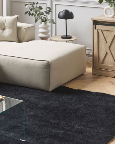 Covor cu fir lung - DEMRE Black Shaggy Carpet 200 x 300 cm