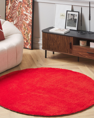 Covor cu fir lung - DEMRE shaggy rug Red ø 140 cm