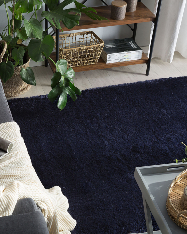 Covor cu fir lung - Shaggy rug EVREN Dark blue 200 x 200 cm