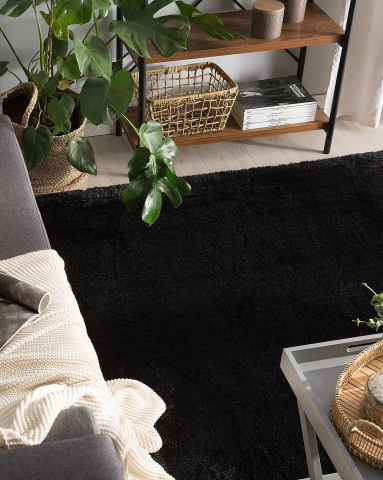 Covor cu fir lung - Shaggy rug EVREN Black 200 x 200 cm