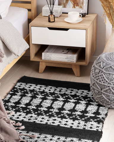 Covor împletit - SOKUN Black Rug 80 x 150 cm Natural Leather