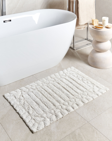 Bathroom rug - TEKKE Bath Mat Light Beige 60 x 90 cm Cotton