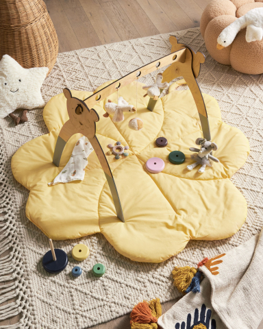 Covoraș de joacă pentru copii - ACADINE Children's Play Mat 110 x 110 cm Cotton Yellow