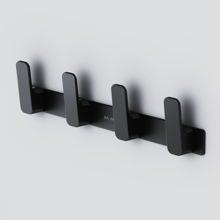 Accesorii - Cuier baie AM.PM Func A8F35922, montaj pe perete, sistem fixare Power Kit inclus, cu 4 agatatori, negru mat