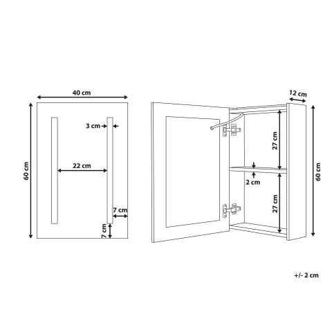 Dulap de baie suspendat cu oglindă LED CAMERON 40 cm 60 cm Alb [2]
