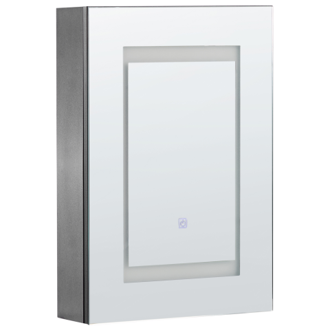Wall-mounted Bathroom Cabinet with LED Mirror MALASPINA 40 cm 60 cm Black [1]