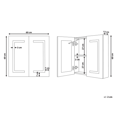Dulap de baie suspendat cu oglindă LED MAZARREDO 60 cm 60 cm Alb [2]