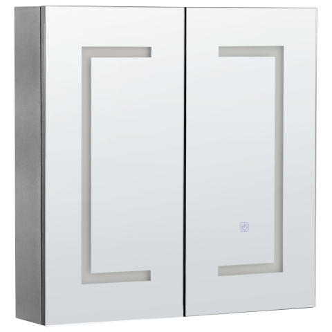 Dulap de baie suspendat cu oglindă LED MAZARREDO 60 cm 60 cm Negru [1]