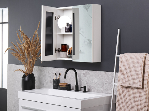 Dulap de baie cu oglindă - Bathroom Cabinet with mirror NAVARRA 60 cm 60 cm White