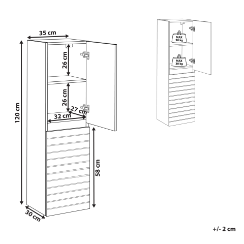 Dulap de baie suspendat URUCU 35 cm Maro deschis [2]