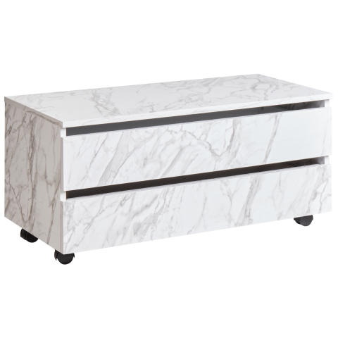Dulap de baie TERESINA cu roți 80 cm Alb marmură [1]