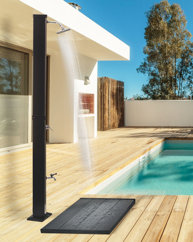 Duș de gradină - BUENOS portable solar garden shower Black