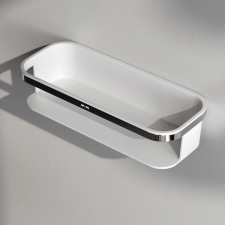 Accesorii - Etajera baie din metal si plastic AM.PM Func A8F53100, finisaj alb + cromat, un raft