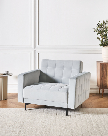 Whole Home - Armchair ABERDEEN Velvet Light Grey