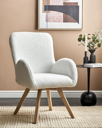 Fotoliu - BJARN Boucle armchair White