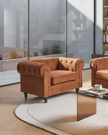 Fotoliu - Fotoliu CHESTERFIELD Catifea Maro auriu