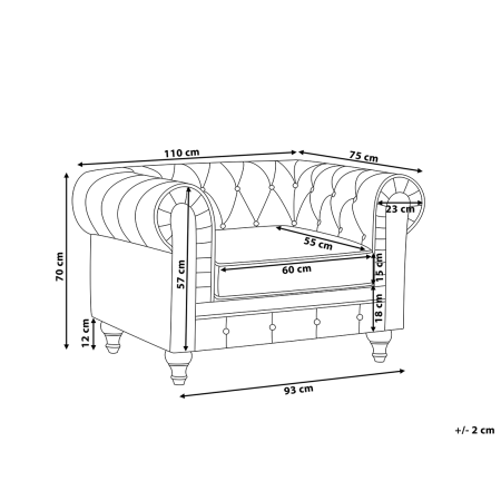 Fotoliu CHESTERFIELD Catifea Negru [2]