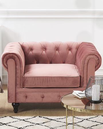Fotoliu - CHESTERFIELD Armchair Velvet Pink