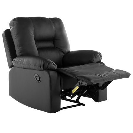 Recliner Armchair BERGEN Retractable Footrest Eco-leather Black [1]